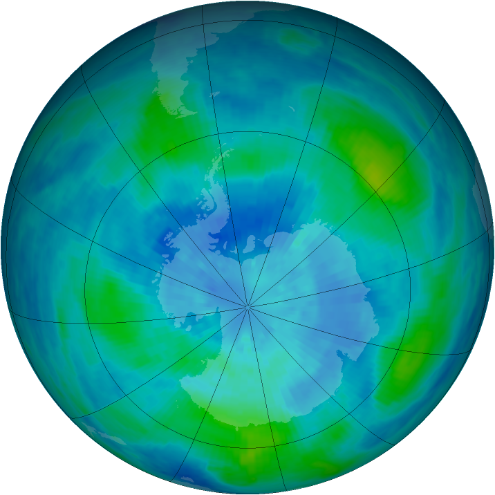 Antarctic ozone map for 20 March 1986